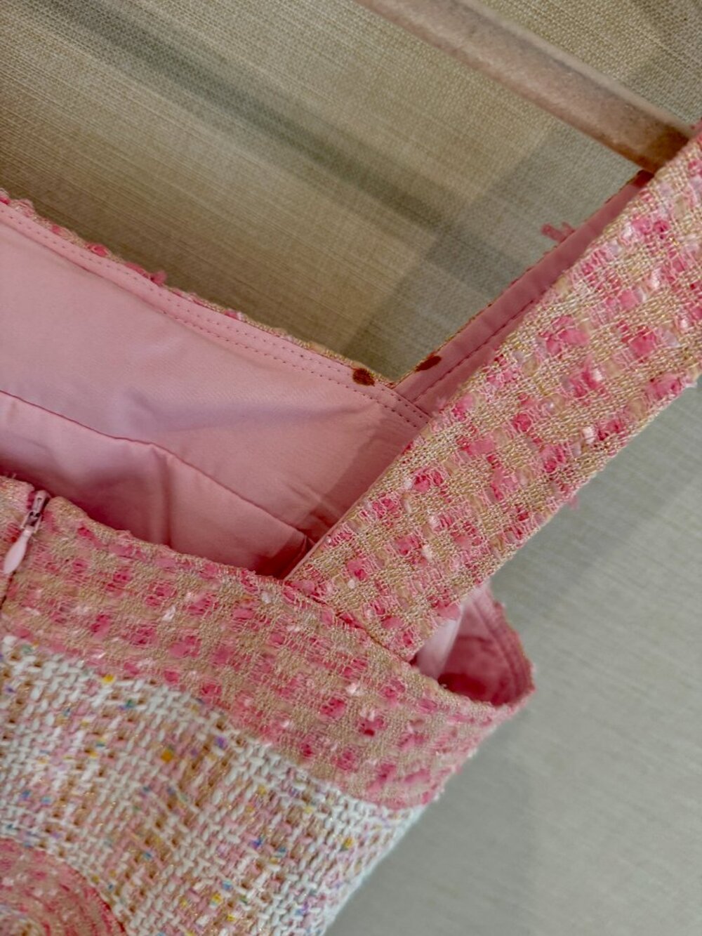 Amanda Uprichard Archie Pink Tweed Mini Dress Size S REVOLVE - Picture 3 of 7